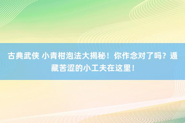 古典武侠 小青柑泡法大揭秘！你作念对了吗？遁藏苦涩的小工夫在这里！