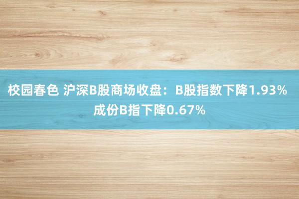 校园春色 沪深B股商场收盘：B股指数下降1.93% 成份B指下降0.67%